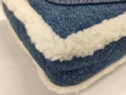 CHANEL Denim Mouton Patchwork Shoulder Bag
