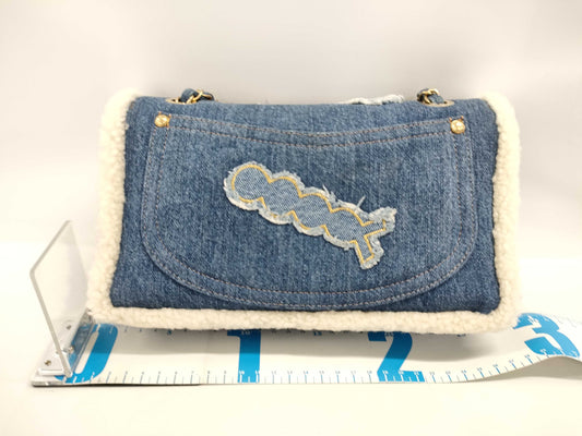 CHANEL Denim Mouton Patchwork Shoulder Bag