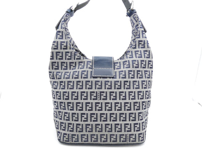 FENDI Zucchino Mamma Canvas and Leather Shoulder Bag