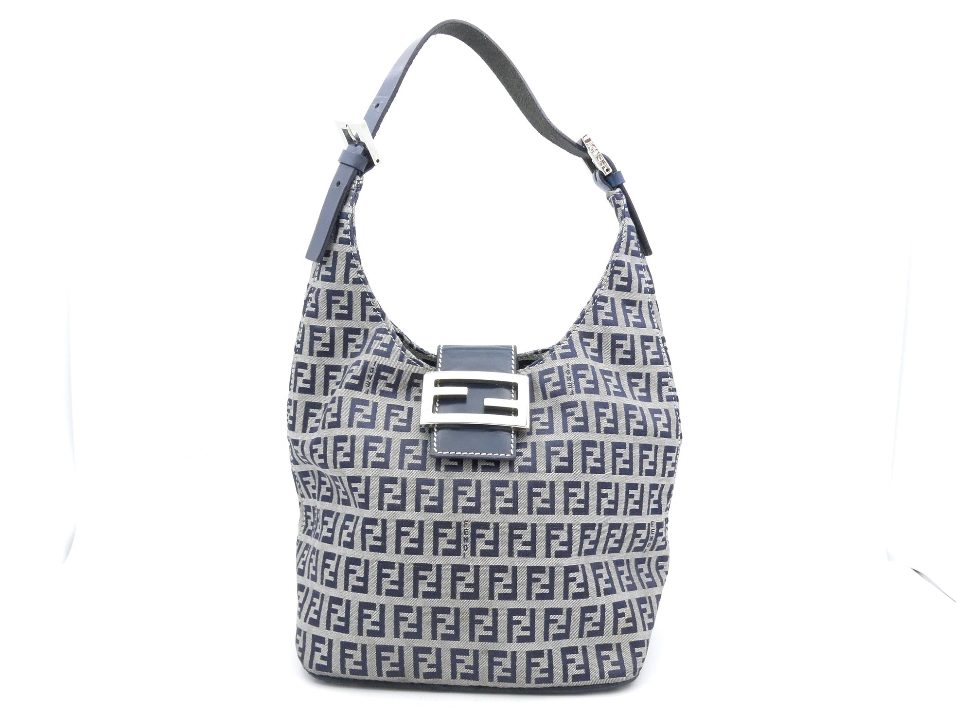 FENDI Zucchino Mamma Canvas and Leather Shoulder Bag