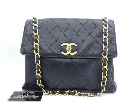 CHANEL Matelasse Coco Mark Turnlock Chain Navy Shoulder Bag