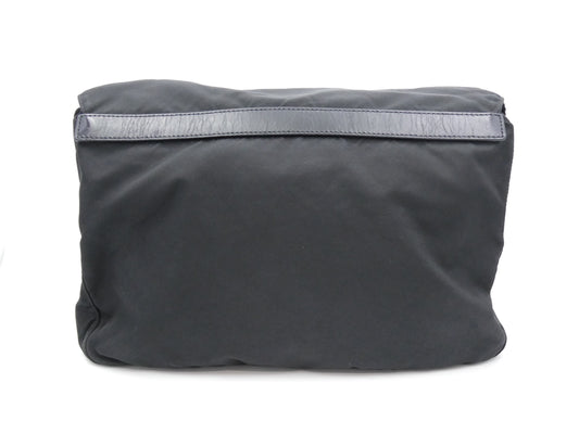 PRADA logo plate nylon and leather shoulder bag