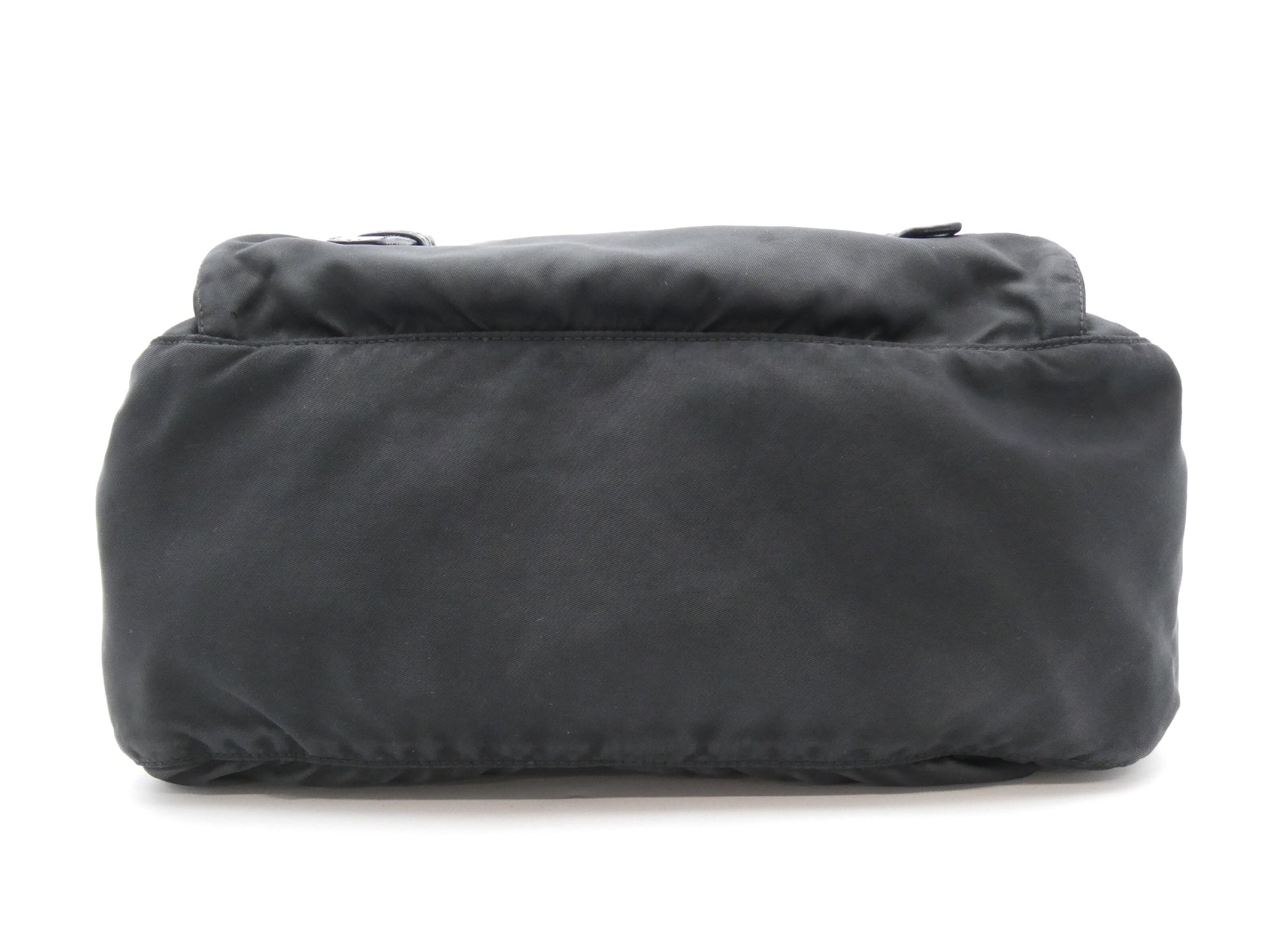PRADA logo plate nylon and leather shoulder bag