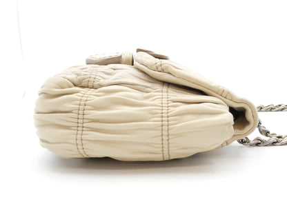 PRADA logo gathered chain shoulder bag