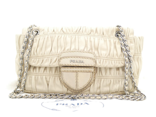 PRADA logo gathered chain shoulder bag