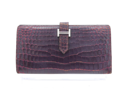 HERMES Bearn Alligator Wallet with I Stamp