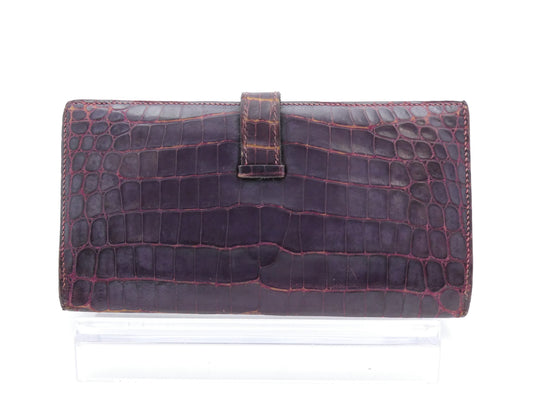 HERMES Bearn Alligator Wallet with I Stamp