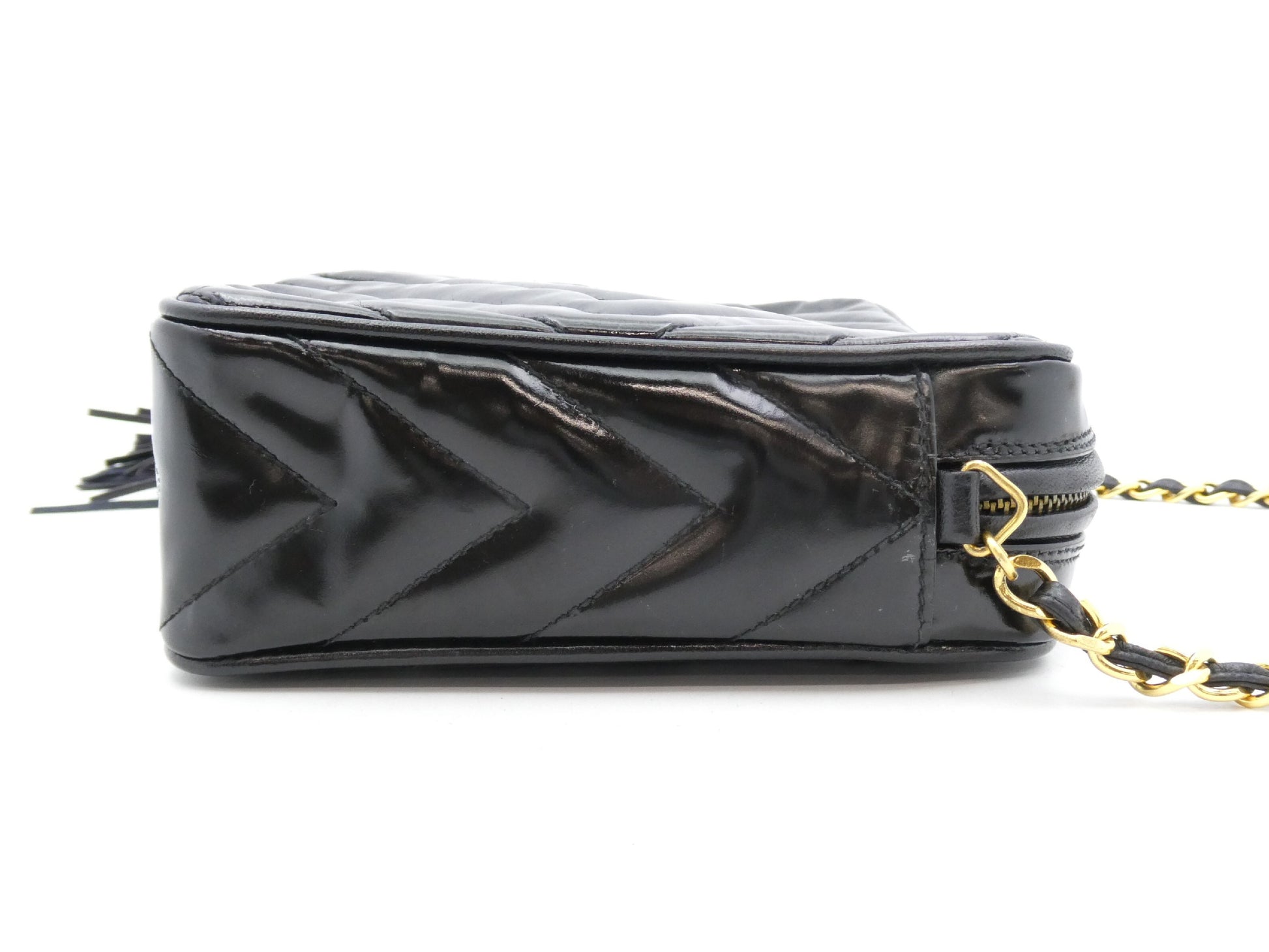 CHANEL Coco Mark Enamel Fringe Chain Shoulder Bag