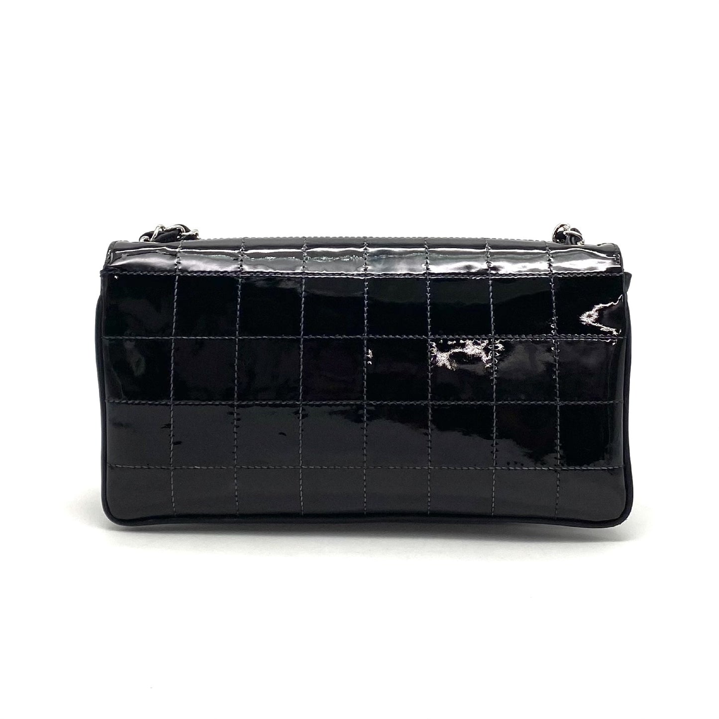 CHANEL CHANEL Deca Coco Mark Chocolate Bar Patent Leather Chain Handbag