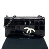 CHANEL CHANEL Deca Coco Mark Chocolate Bar Patent Leather Chain Handbag