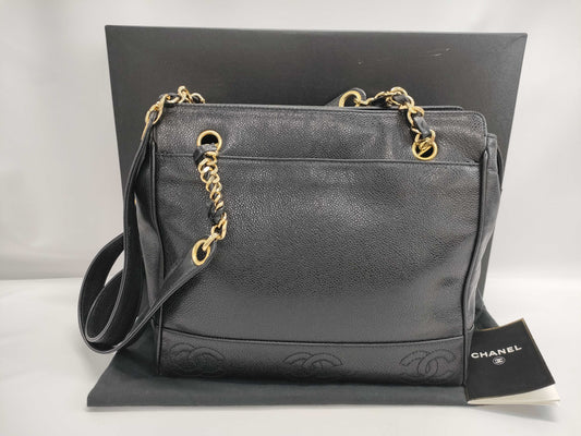 CHANEL CHANEL Chain Bag Caviar Skin Black 4~ Shoulder Bag