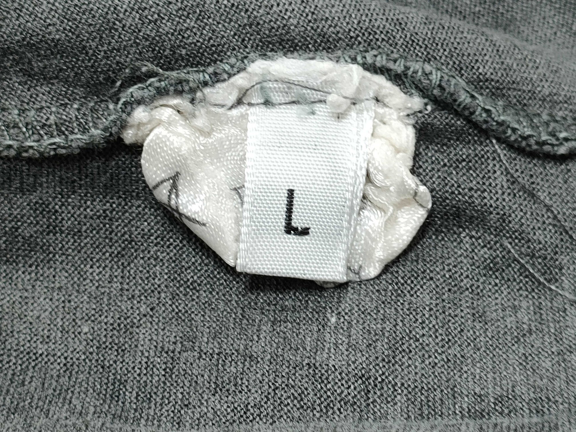 HERMES Women's Long Sleeve T-Shirt with Ribbon Pattern, Gray, Size L, Wrinkled
