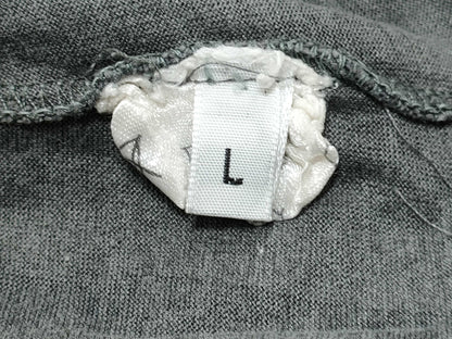 HERMES Women's Long Sleeve T-Shirt with Ribbon Pattern, Gray, Size L, Wrinkled