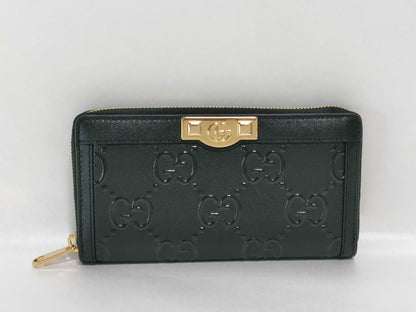 GUCCI GUCCI Marmont Round Zip Wallet Black 676152 Wallet