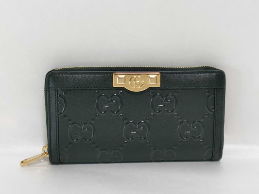 GUCCI GUCCI Marmont Round Zip Wallet Black 676152 Wallet