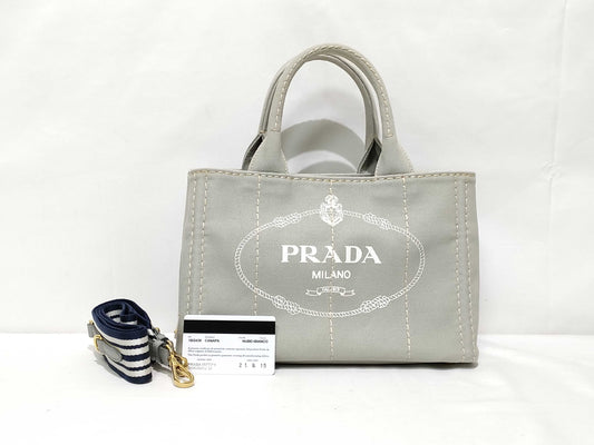 PRADA PRADA 2-way Canapa 1BG439 Gray Handbag