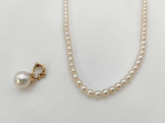 TASAKI Pearl Diameter Approx. 8.6mm/3.5mm-3.6mm D0.01ct K18 9.5g Necklace 