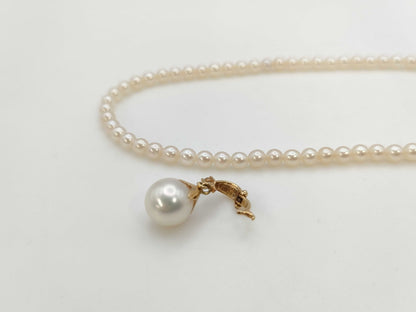 TASAKI Pearl Diameter Approx. 8.6mm/3.5mm-3.6mm D0.01ct K18 9.5g Necklace 
