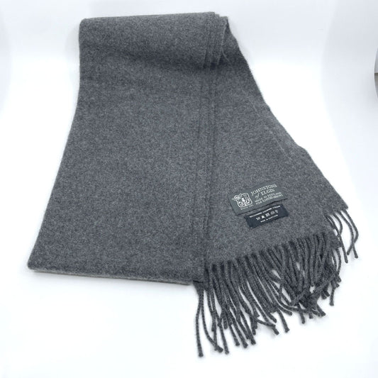 Johnstons of Elgin 100% Cashmere Scarf, Gray, Made in Scotland