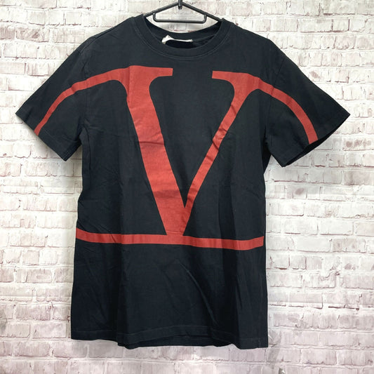 VALENTINO SB3MG01Z4Q6 Men's Cut and Sew Big Logo T-Shirt, Black, Size XS
