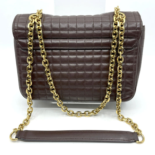 CELINE C Logo Quilted Medium Chain Shoulder Bag