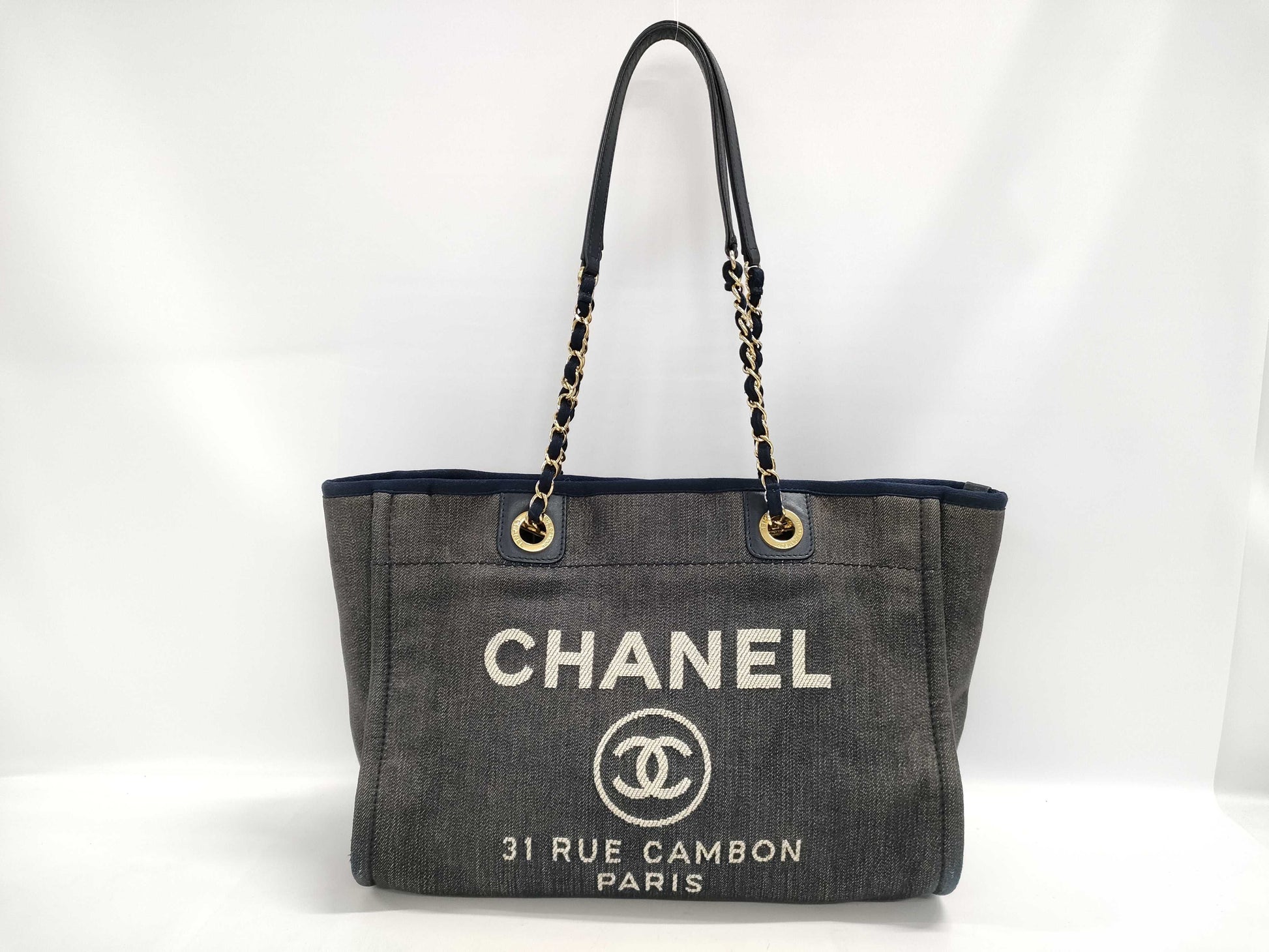 CHANEL Deauville Denim Shoulder Bag Tote Bag