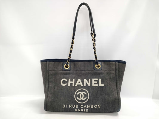 CHANEL Deauville Denim Shoulder Bag Tote Bag