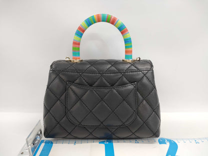 CHANEL Matelasse Coco Handle XXS Lambskin Black Handbag, No. 31