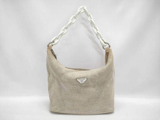 PRADA Prada Triangle Logo Chain Shoulder Bag