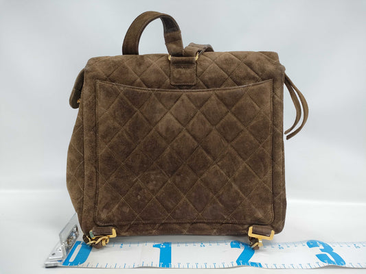 CHANEL CHANEL Matelasse Suede Brown Backpack