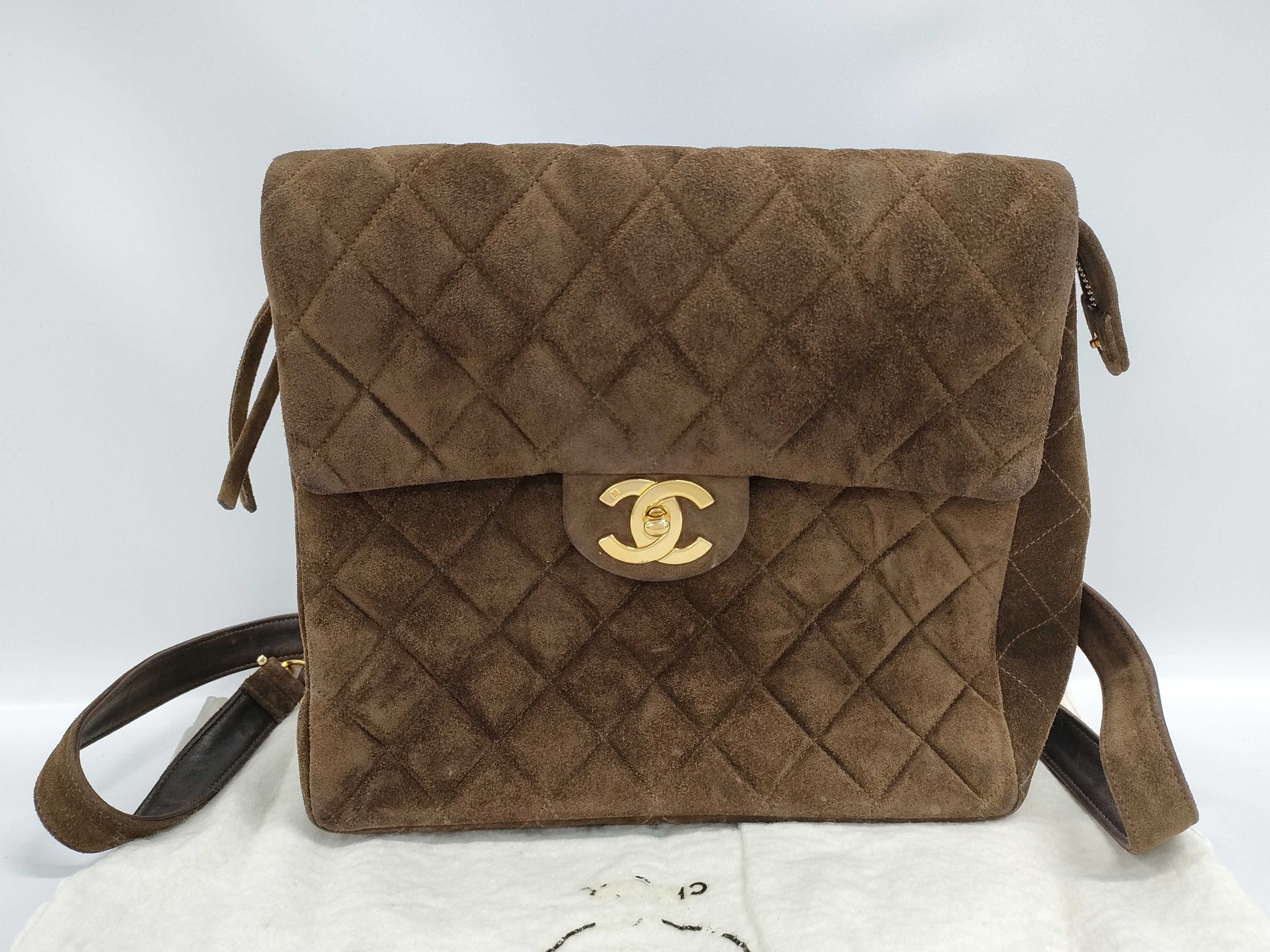 CHANEL CHANEL Matelasse Suede Brown Backpack