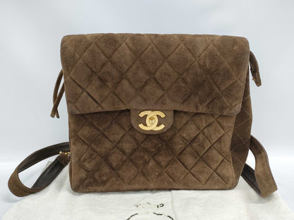 CHANEL CHANEL Matelasse Suede Brown Backpack