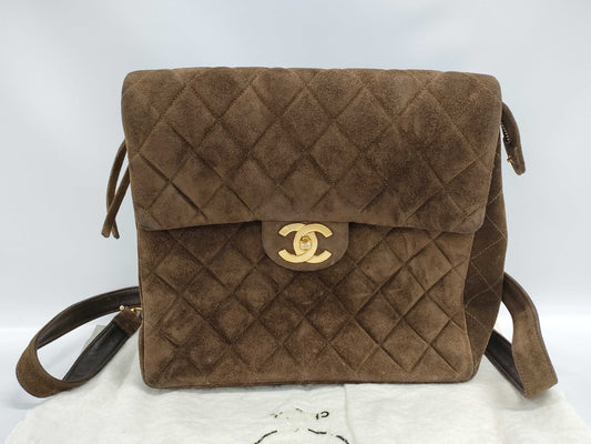 CHANEL CHANEL Matelasse Suede Brown Backpack