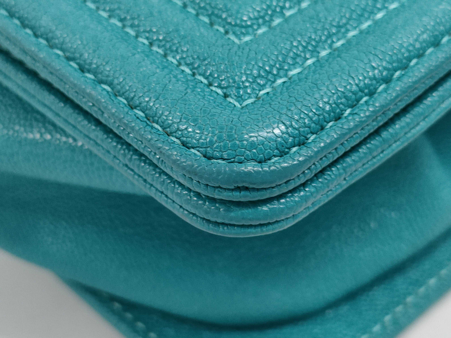 CHANEL Boy Chanel Caviar Skin Chain Shoulder Bag in Turquoise, No. 28