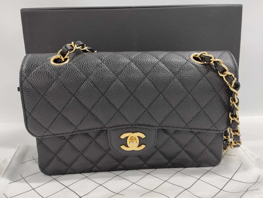 CHANEL CHANEL Matelasse 23 Caviar Skin Double Flap Chain Shoulder Bag with Serial Plate