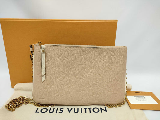 LOUIS VUITTON Monogram Empreinte Pochette Double Zip M63919 GI0189 Beige RFID Enabled Pouch