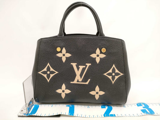 LOUIS VUITTON Monogram Empreinte Montaigne BB M45778 Black RFID Enabled Handbag