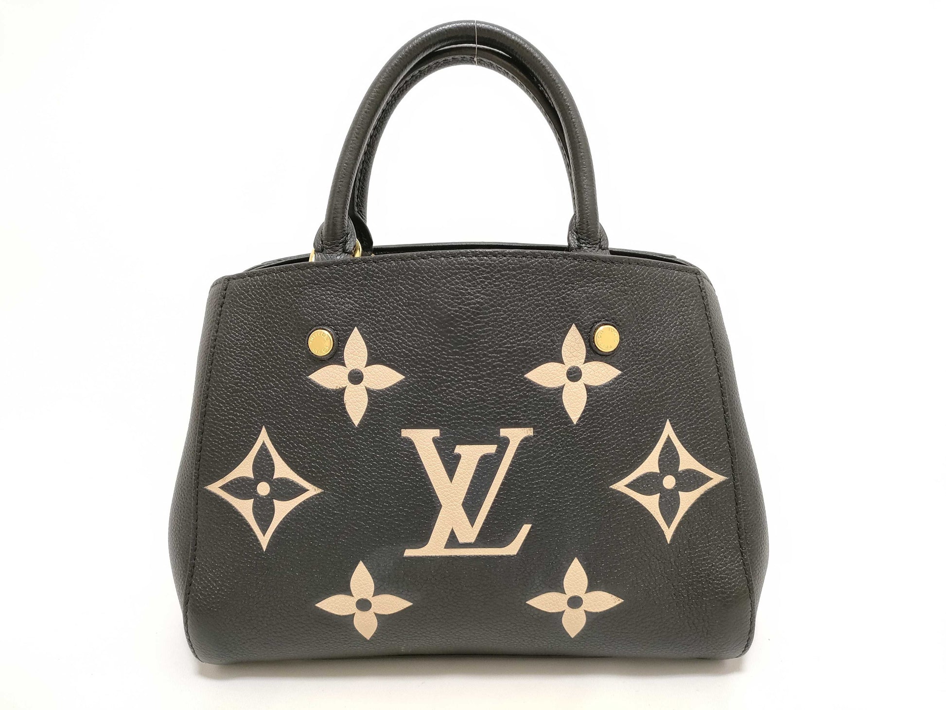 LOUIS VUITTON Monogram Empreinte Montaigne BB M45778 Black RFID Enabled Handbag