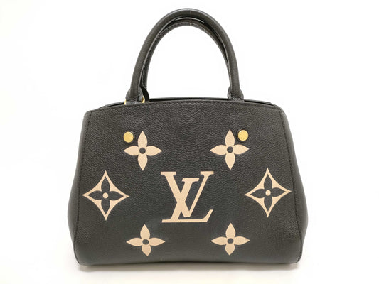 LOUIS VUITTON Monogram Empreinte Montaigne BB M45778 Black RFID Enabled Handbag