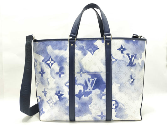 LOUIS VUITTON Monogram Watercolor Weekend Tote GM M45755 Blue x White RFID Enabled Tote Bag