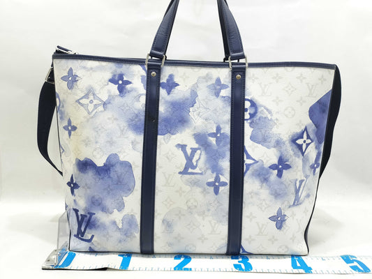 LOUIS VUITTON Monogram Watercolor Weekend Tote GM M45755 Blue x White RFID Enabled Tote Bag