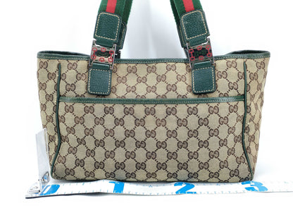 GUCCI GG Canvas Sherry Line Horsebit Tote Bag