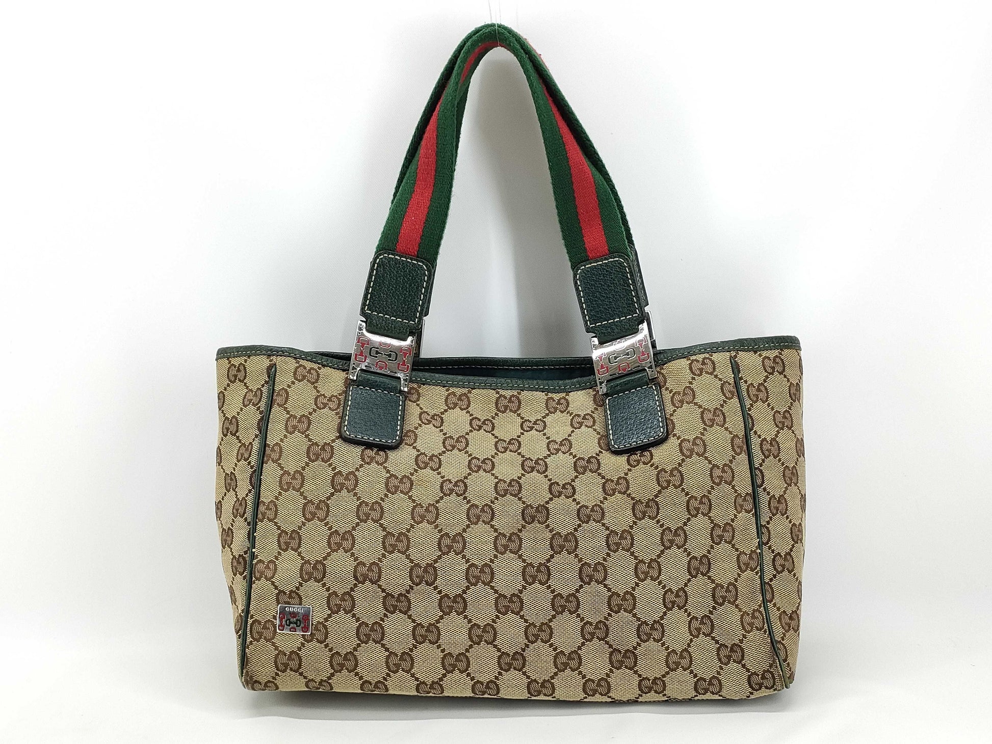 GUCCI GG Canvas Sherry Line Horsebit Tote Bag