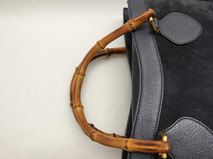 GUCCI 002 0260 Bamboo Suede Handbag