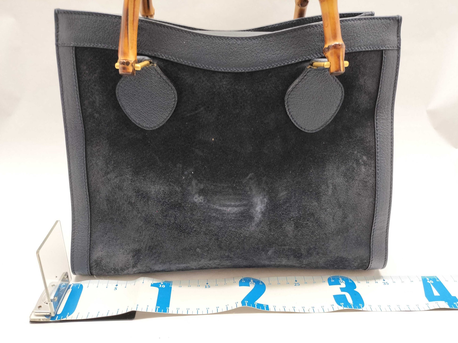 GUCCI 002 0260 Bamboo Suede Handbag