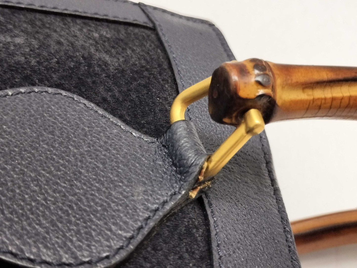 GUCCI 002 0260 Bamboo Suede Handbag