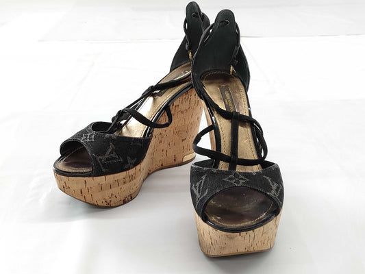 LOUIS VUITTON LOUIS VUITTON Wedge Sole Sandals Size 38 Pumps