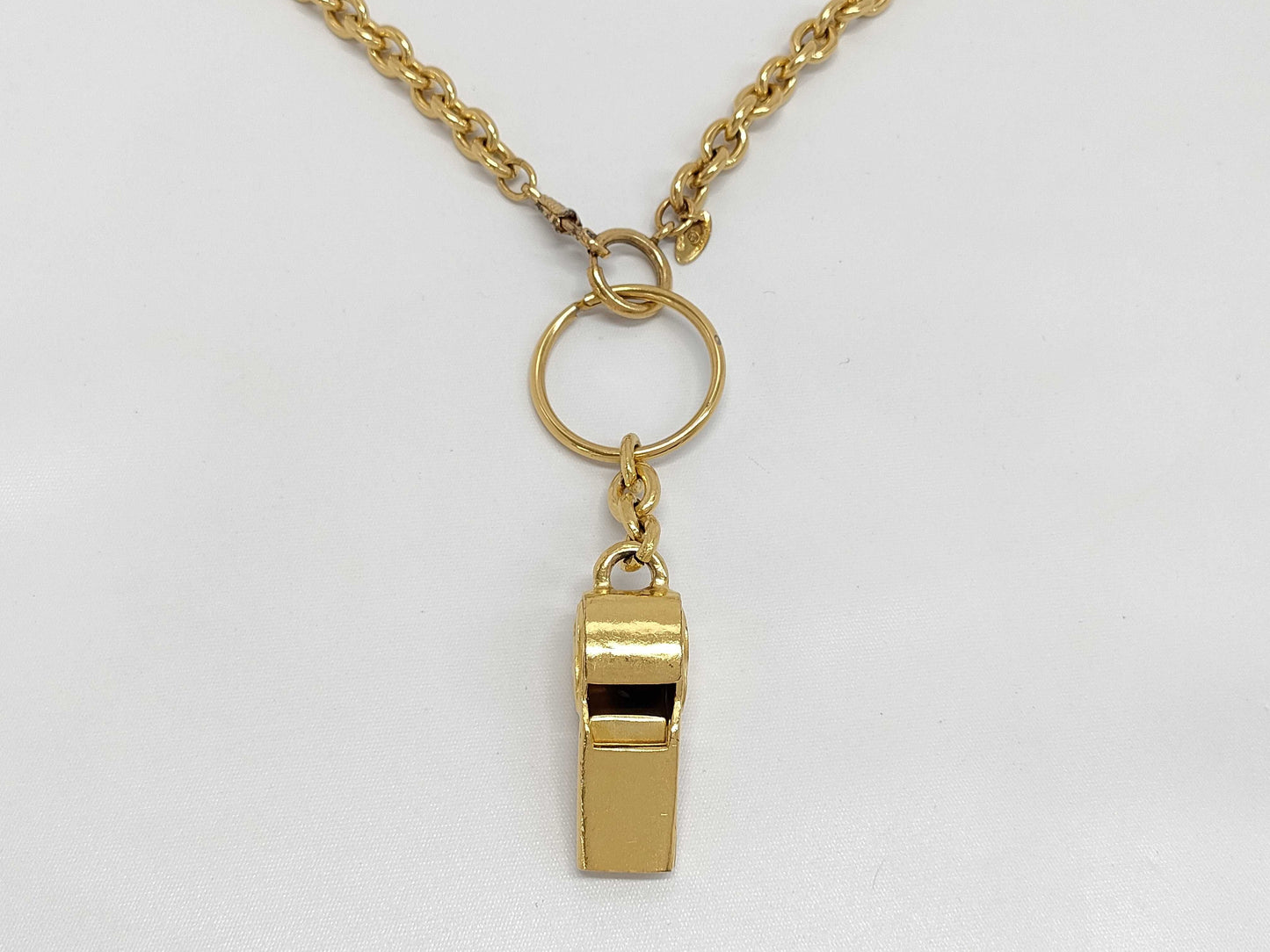 CHANEL Whistle Gold Chain Necklace 96P Necklace
