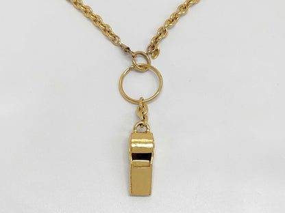 CHANEL Whistle Gold Chain Necklace 96P Necklace