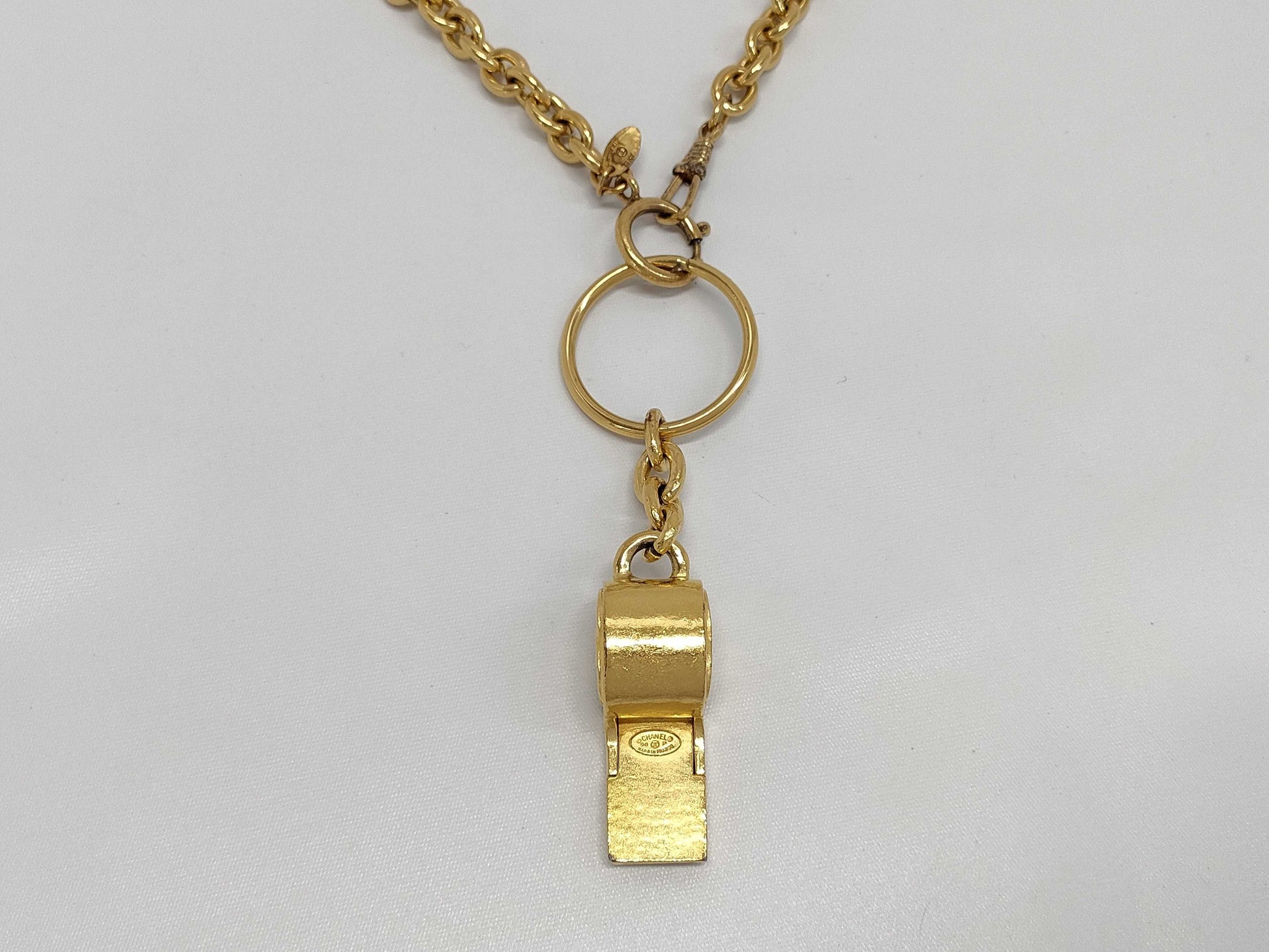 CHANEL Whistle Gold Chain Necklace 96P Necklace